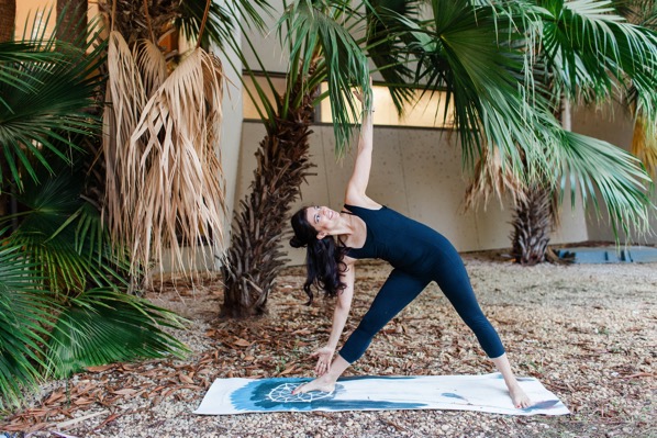 yoga triangle pose outside