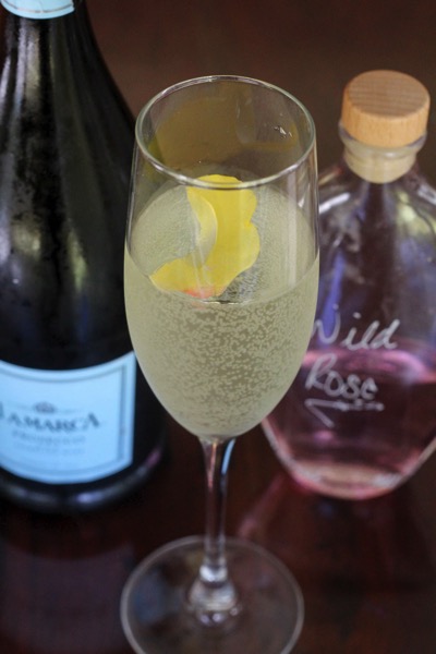 Rose and prosecco cocktail