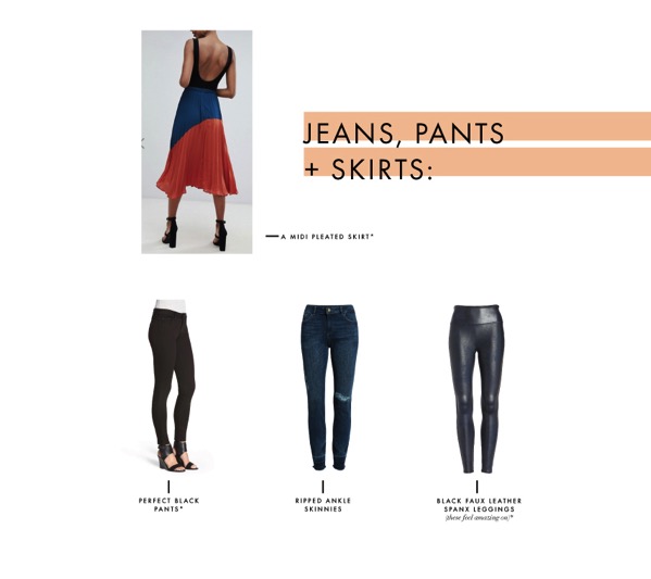 Jeans pants and skirts