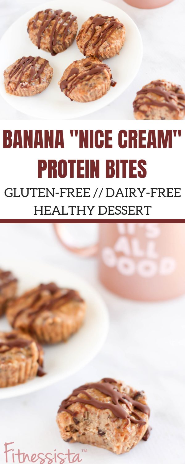 These banana nice cream protein bites are a delicious and healthy no-bake dessert for summer! fitnessista.com