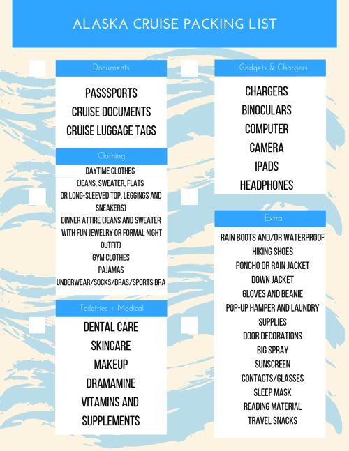 ALASKA CRUISE PACKING LIST