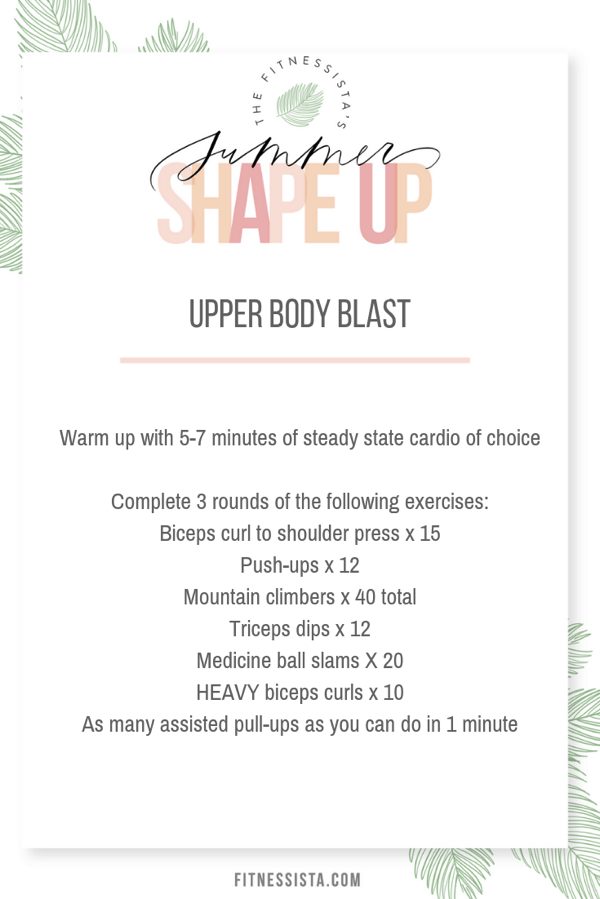 Upper Body Blast at home workout and video The Fitnessista