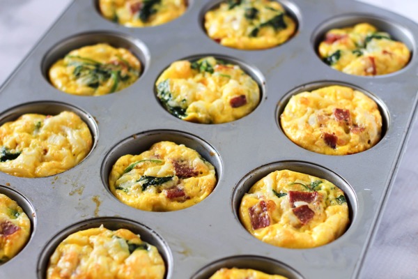 Turkey bacon kale and cheese egg muffins 3