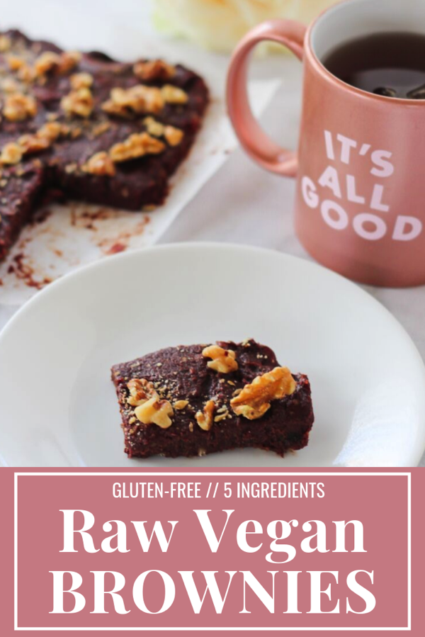 Raw vegan brownies with only 5 ingredients! These are a perfect healthy dessert option and are naturally gluten-free and vegan. No added sugar. Check out the recipe on fitnessista.com. I need these for my weekly meal prep!