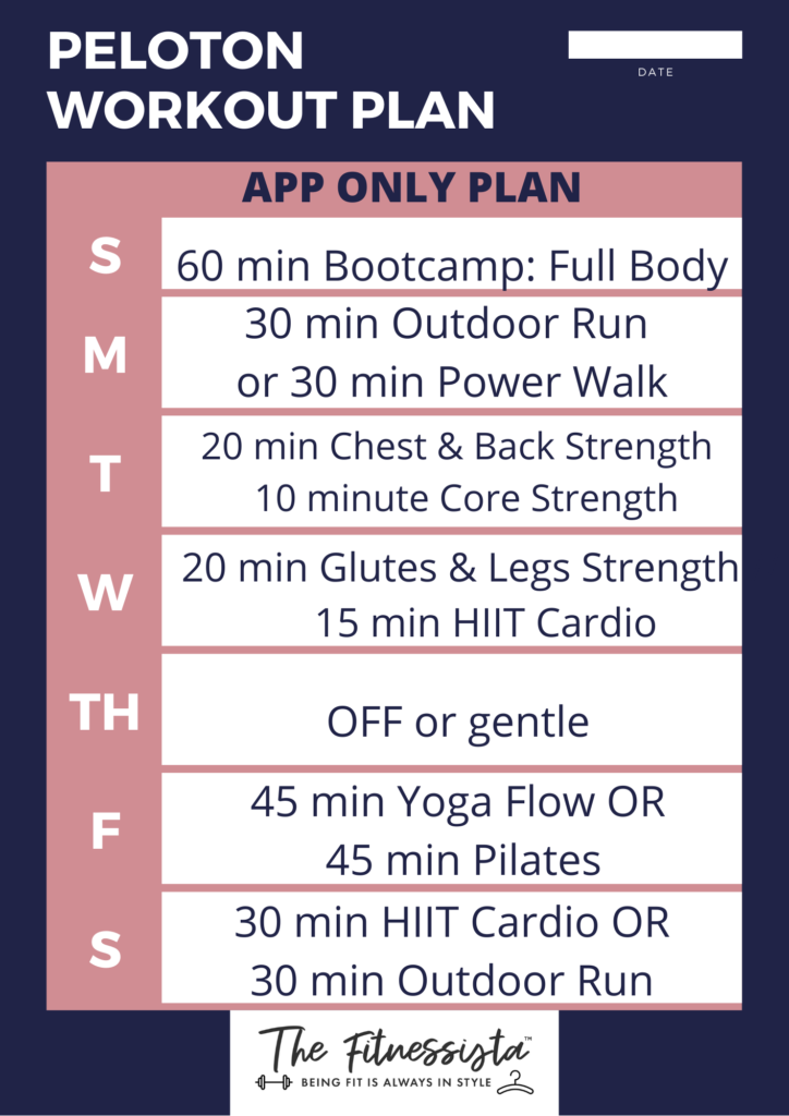Sample Peloton workout plan