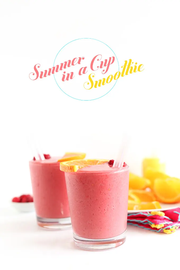 Summer in a Cup Smoothie 5 ingredients to tart sweet creamy bliss. And SO healthy vegan glutenfree.jpg - 10 Healthy Summer Smoothie Recipes
