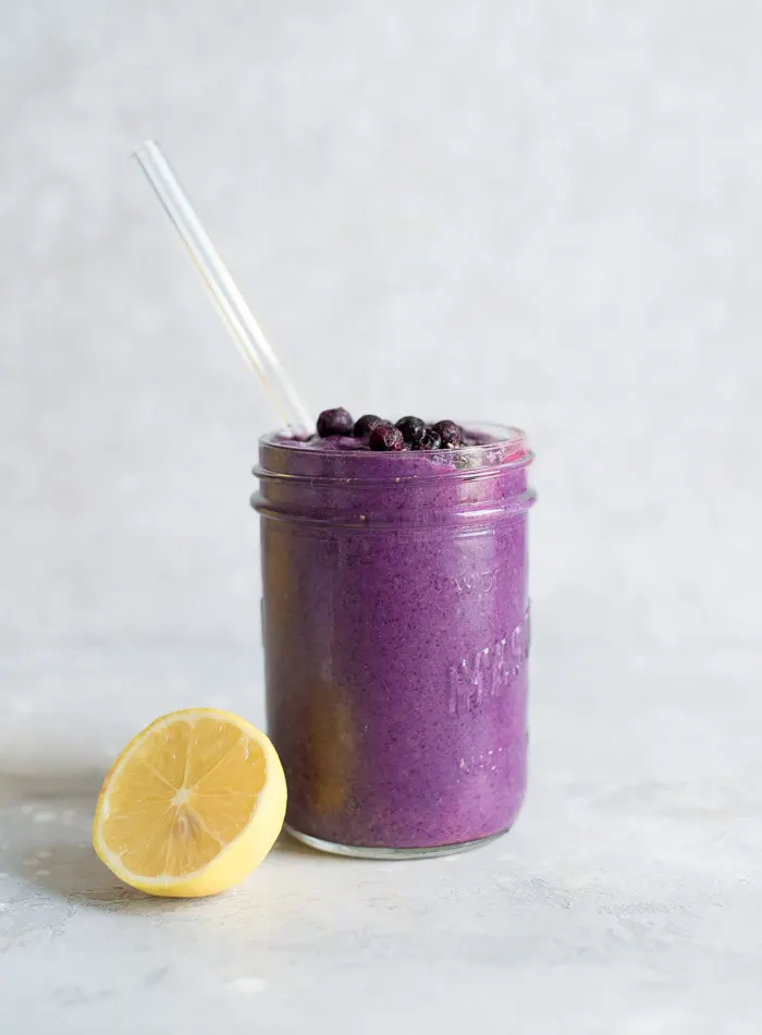 healthy vegan lemon blueberry smoothie with chia seeds Running on Real Food 5.jpg - 10 Healthy Summer Smoothie Recipes