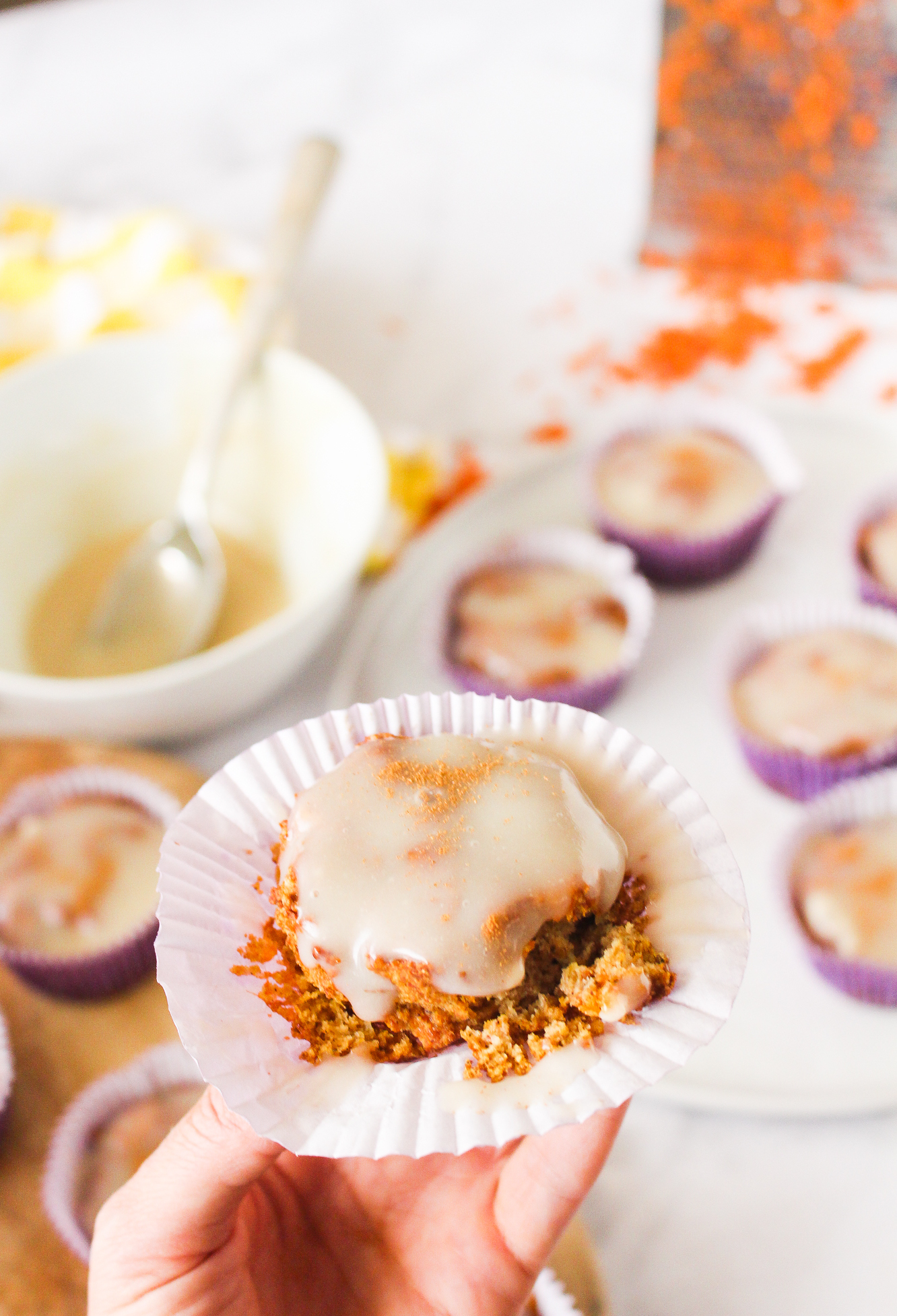 Healthy Carrot Cake Cupcakes with almond flour (gluten-free, dairy-free)