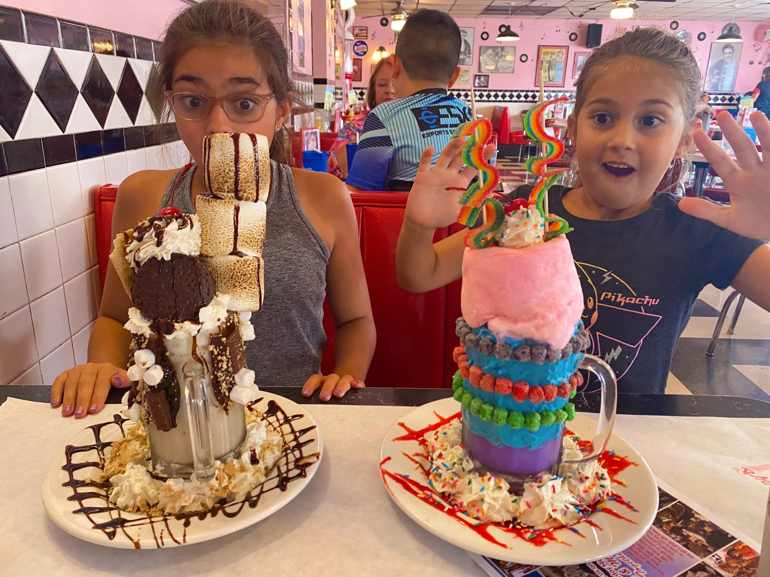 little girls with monster milkshakes