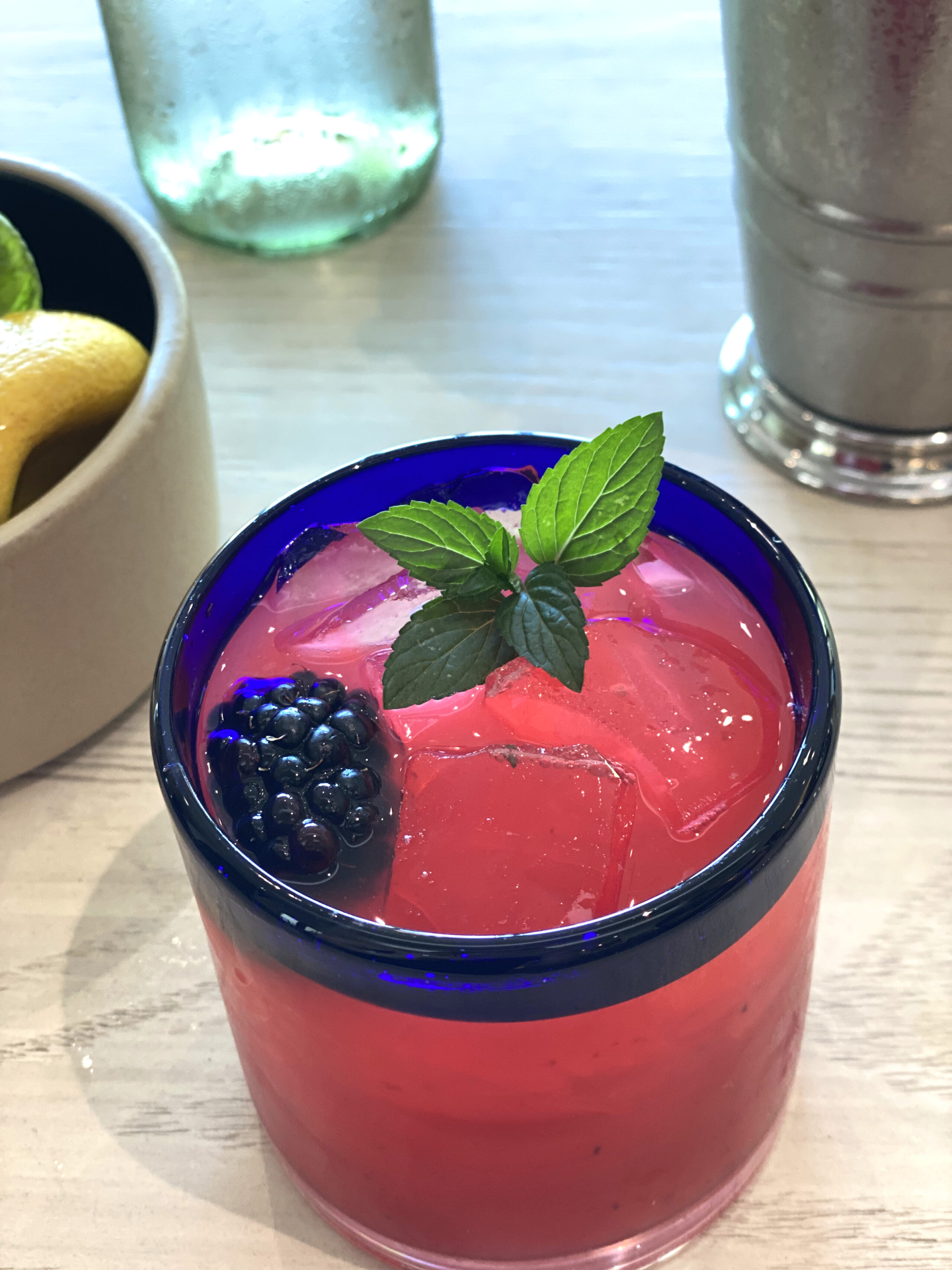 Glass of Blackberry Cucumber Cocktail