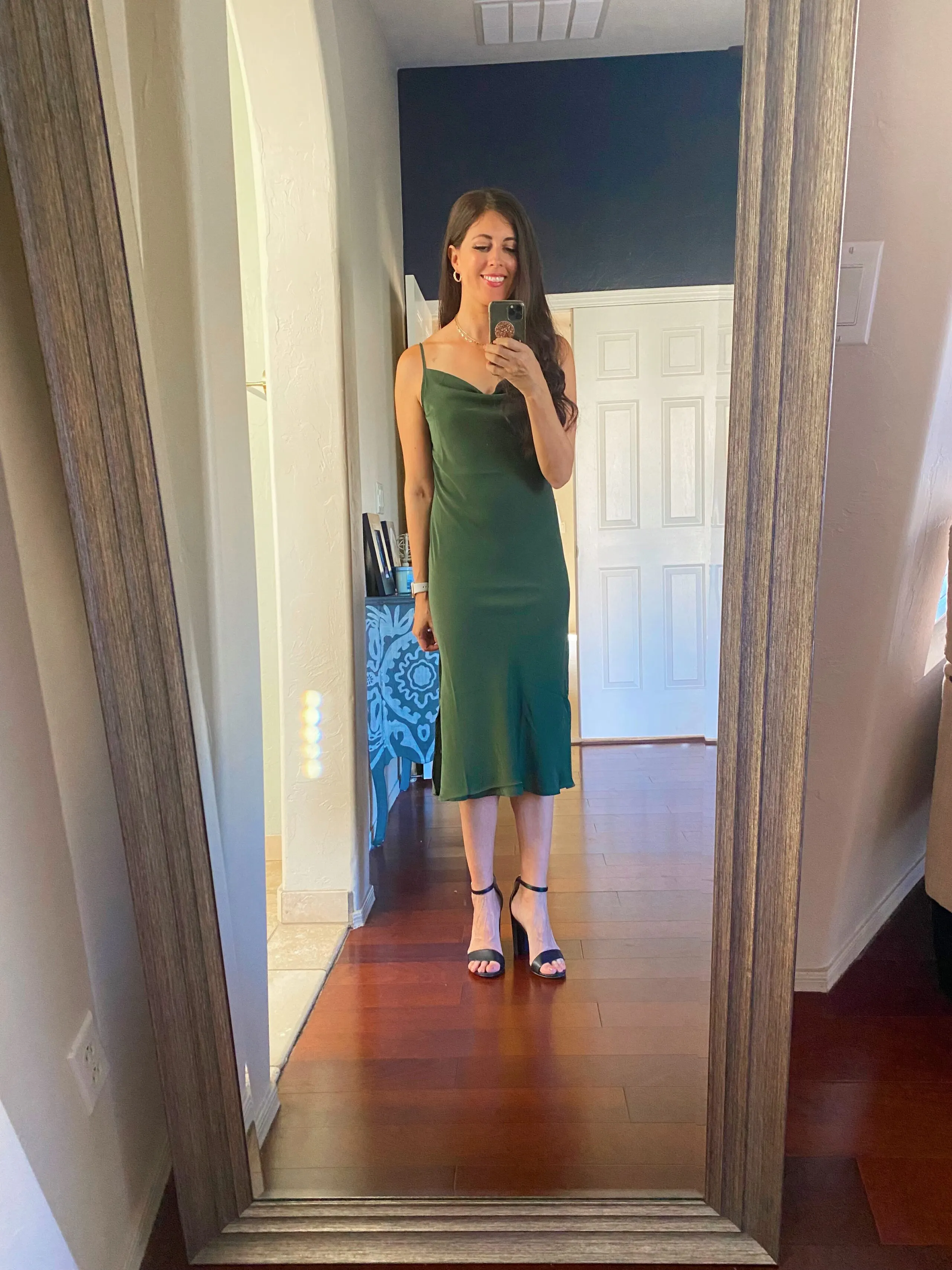 green slip dress