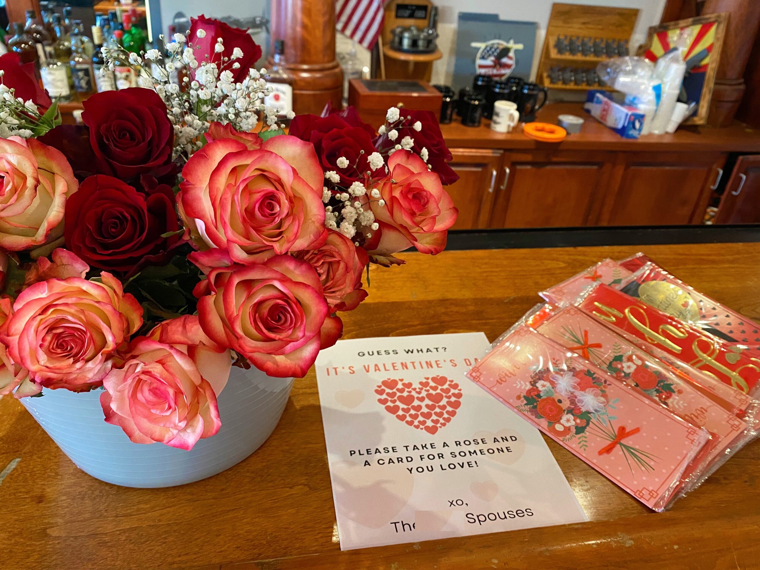 Valentine's Day cards and roses