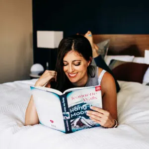 reading a book on the bed