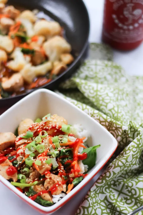 Sriracha Chicken and Cauliflower Stir Fry