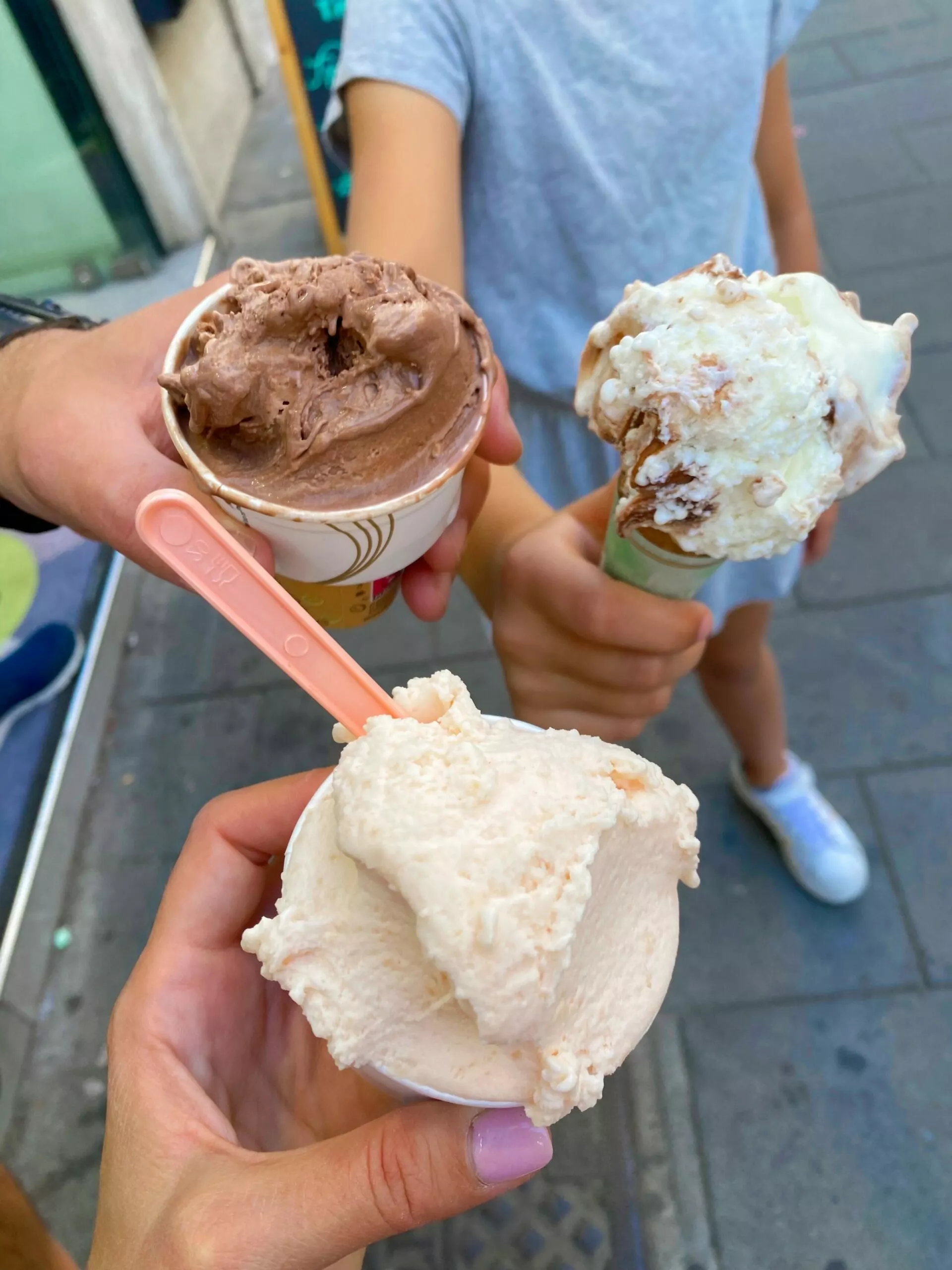 family holding gelato