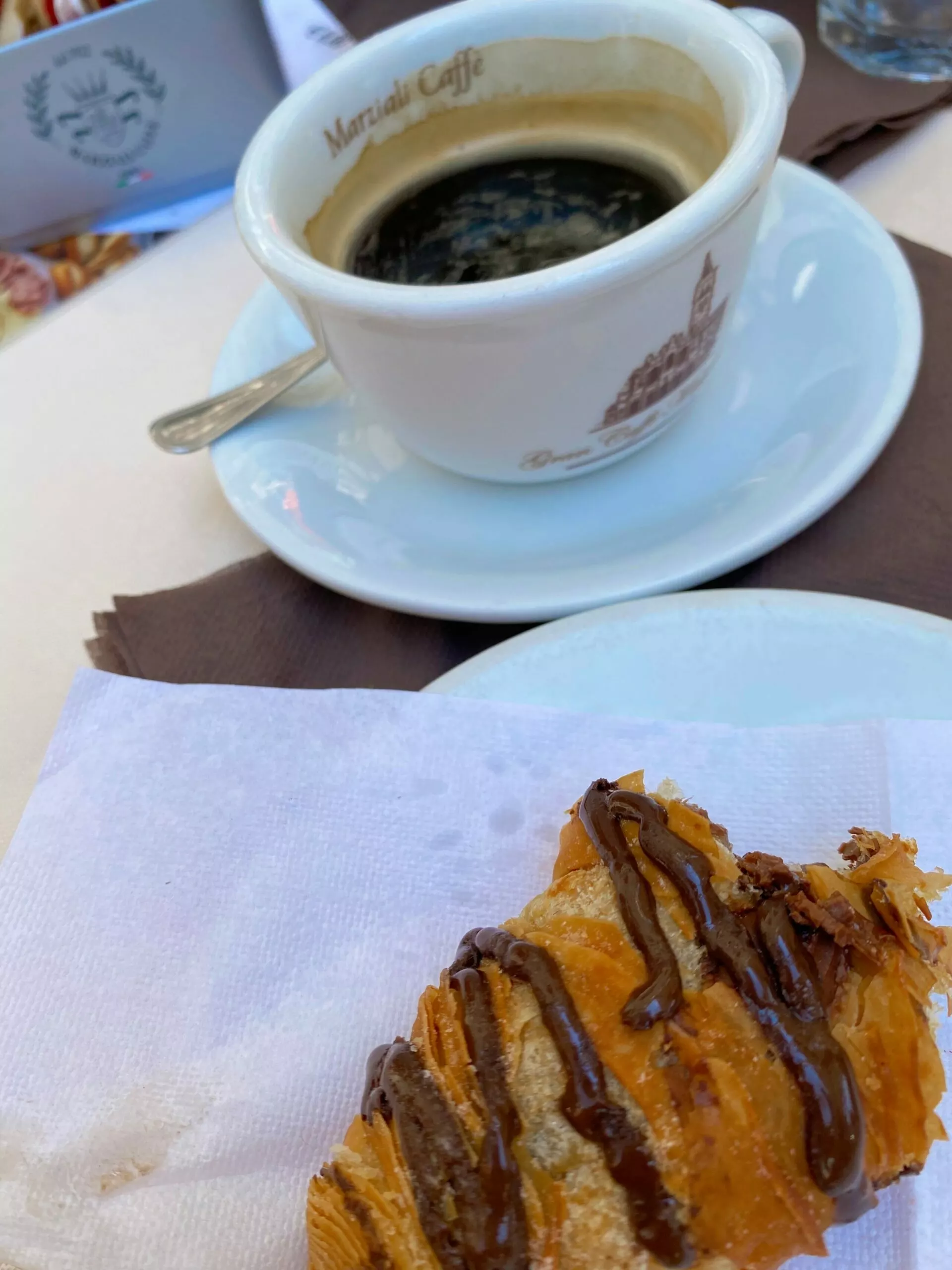 coffee and croissant in Rome