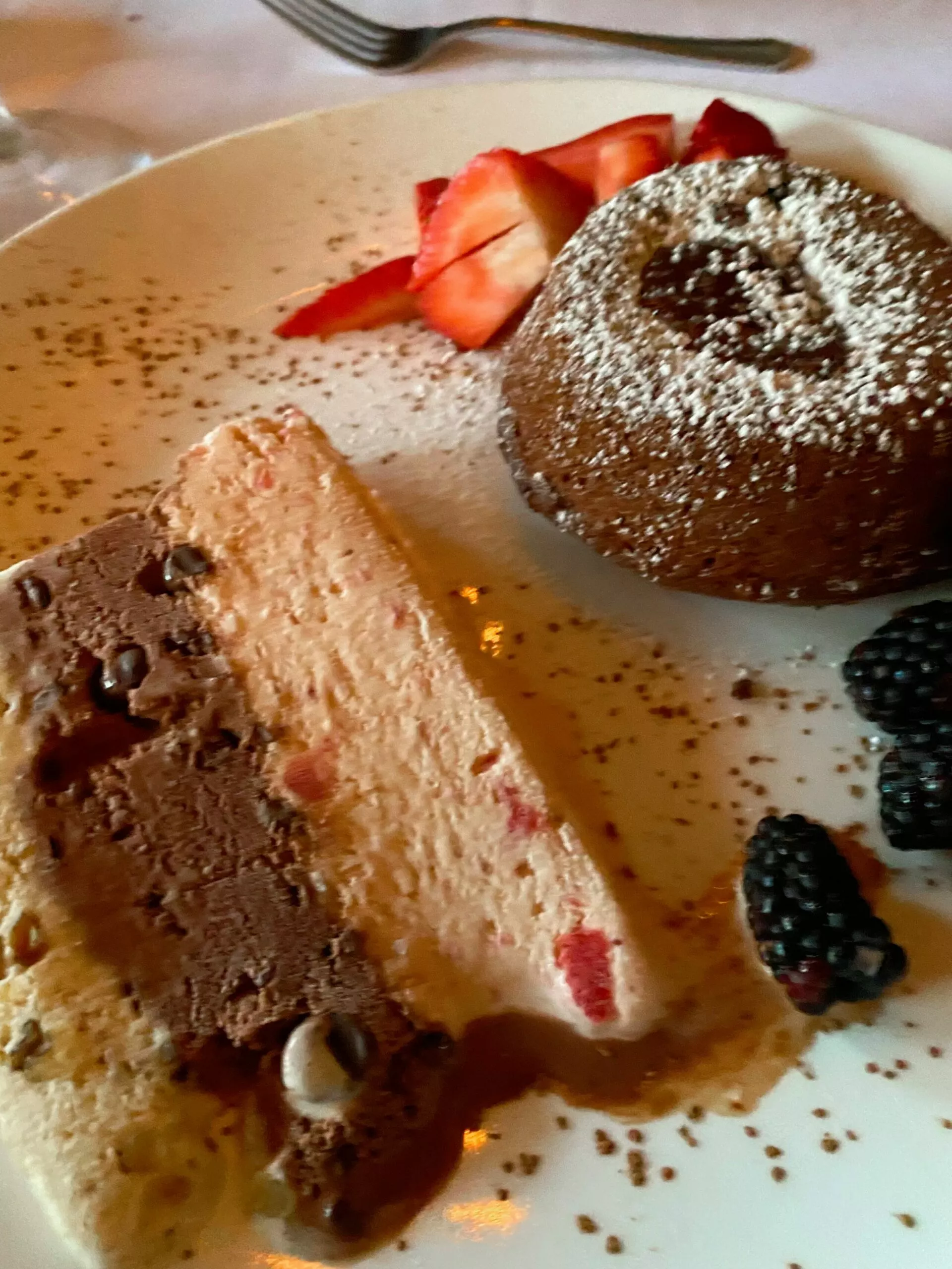 molten chocolate cake and ice cream