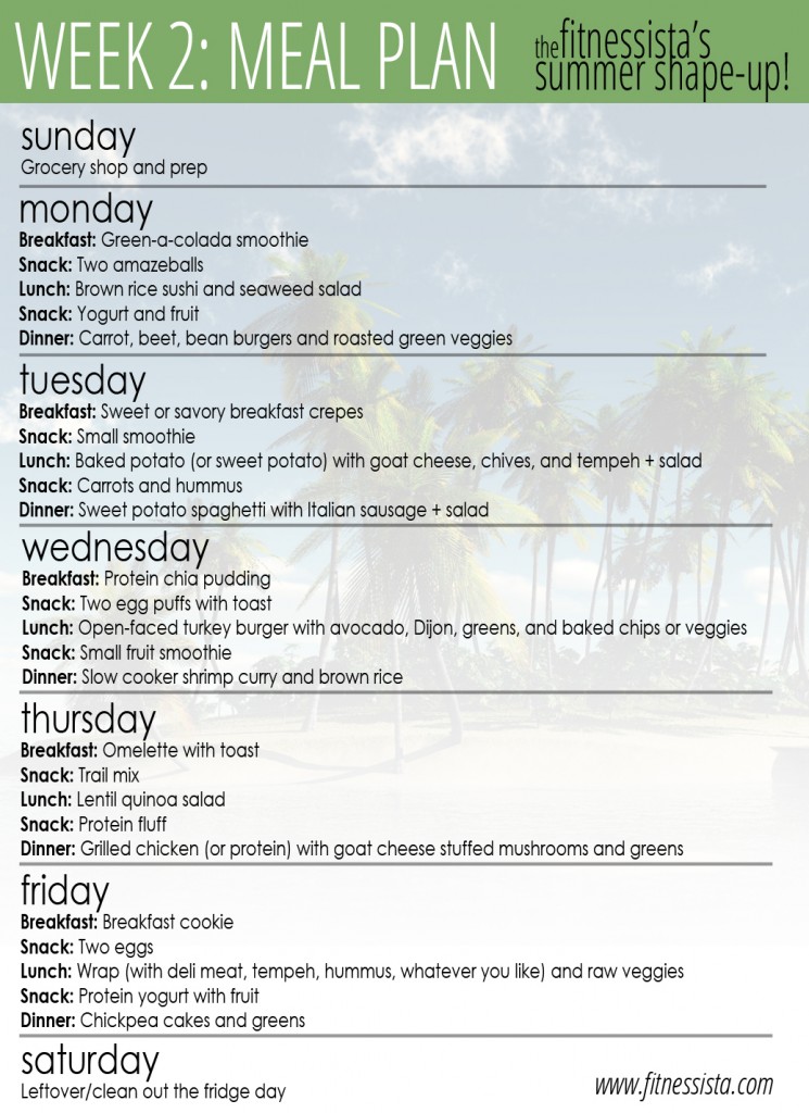 Summer Shape Up 2012: Week 2 Meals - The Fitnessista