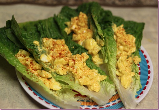 egg salad on lettuce