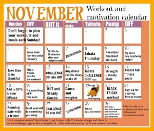 November Workout Calendar - The Fitnessista