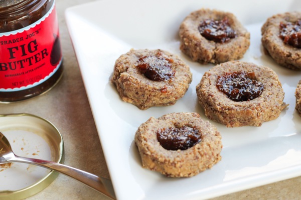 Fig Jam Thumbprint Cookies - No-Bake, Grain-Free, Vegan