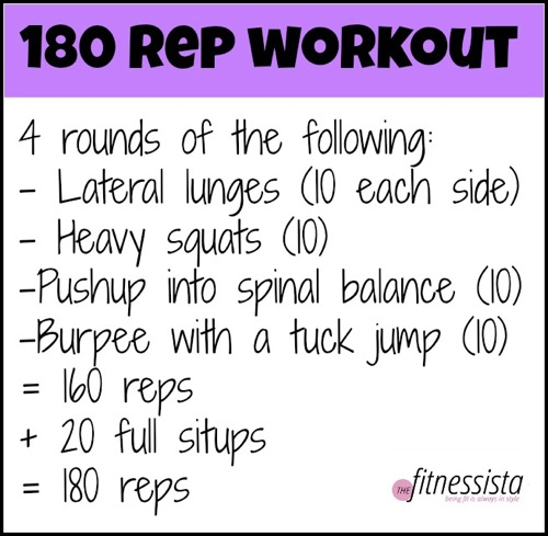 180 Reps Workout The Fitnessista