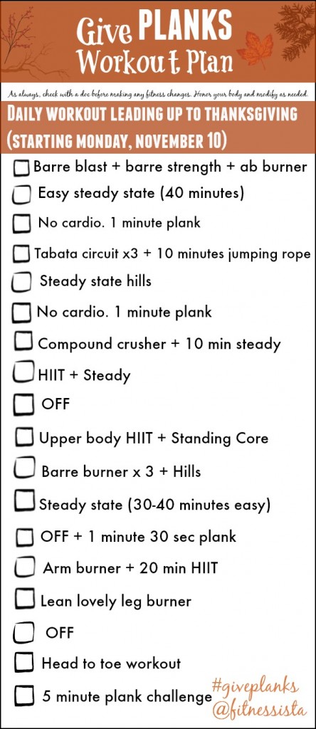 Give Planks Workout Plan - The Fitnessista