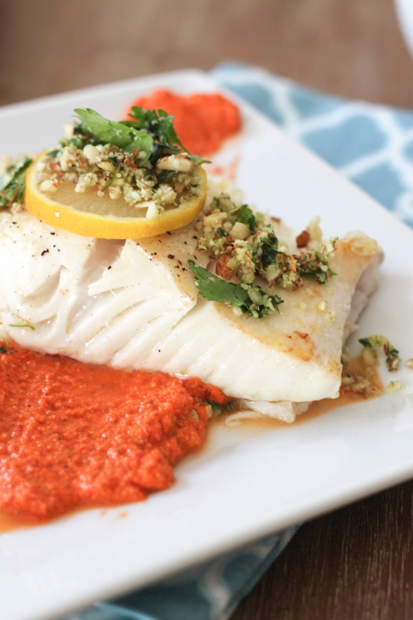 Seared Halibut with Romesco Sauce The Fitnessista