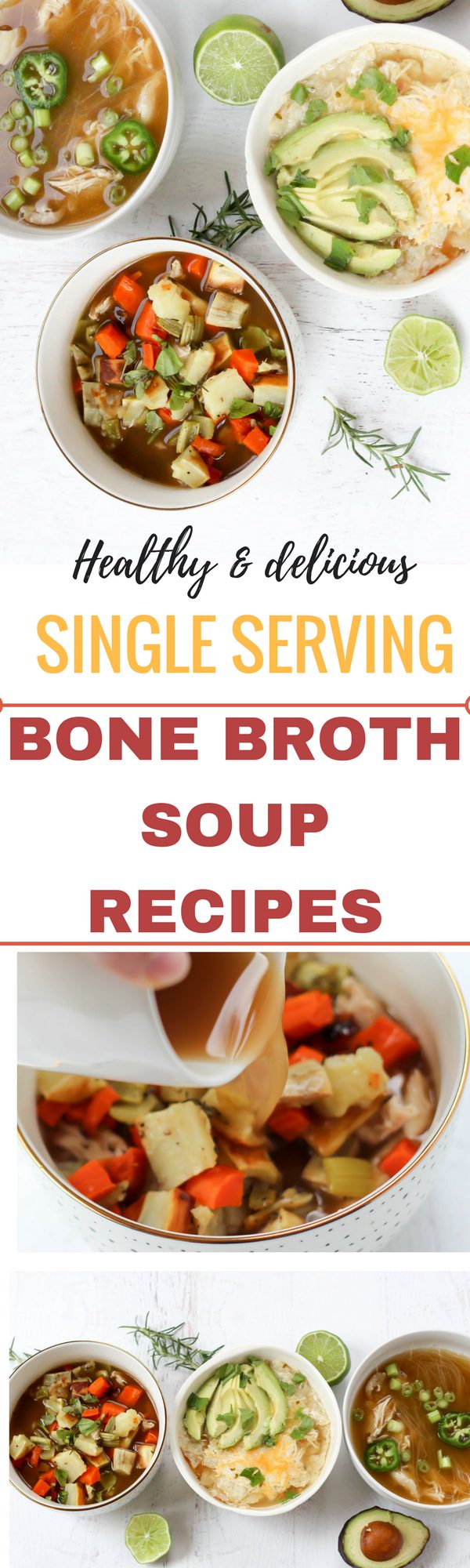 Healthy and delicious single serving bone broth soups [3 different