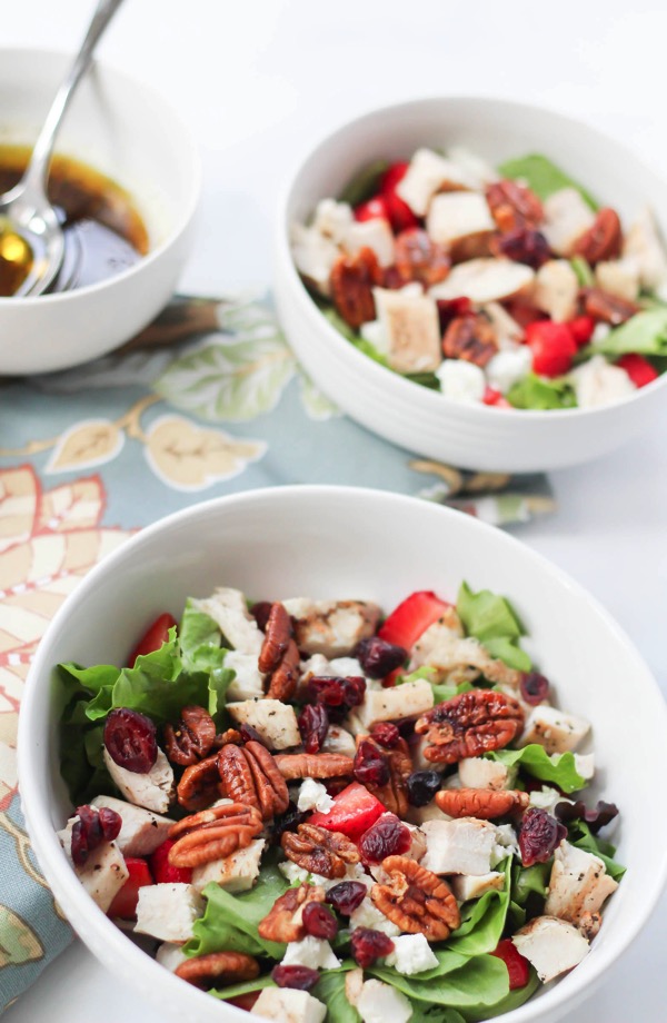 Salad with Sweet, Savory MapleRoasted Pecans & Strawberries