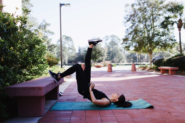 Park bench strength and cardio workout - The Fitnessista