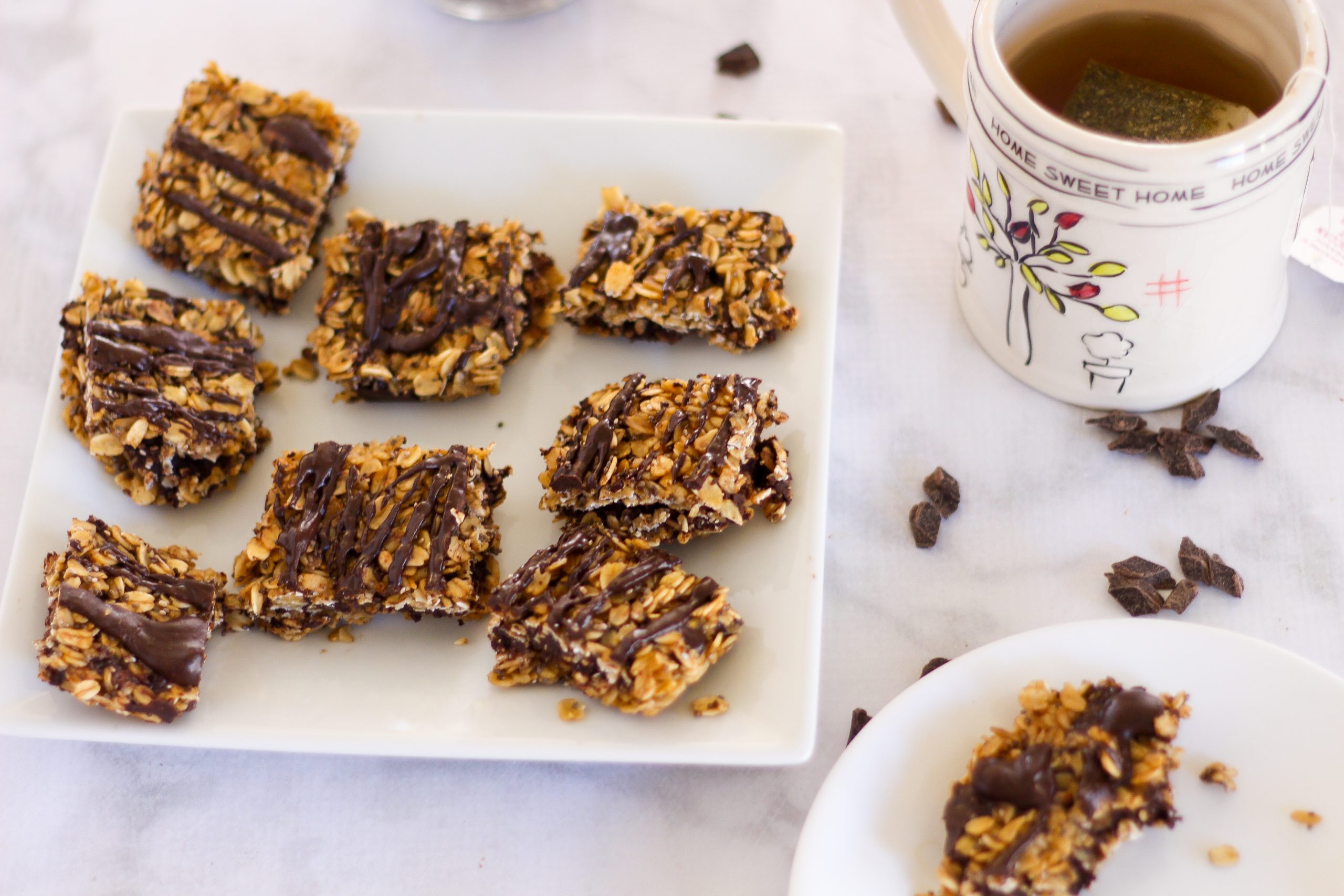 Nobake almond butter chocolate oat bars The Fitnessista