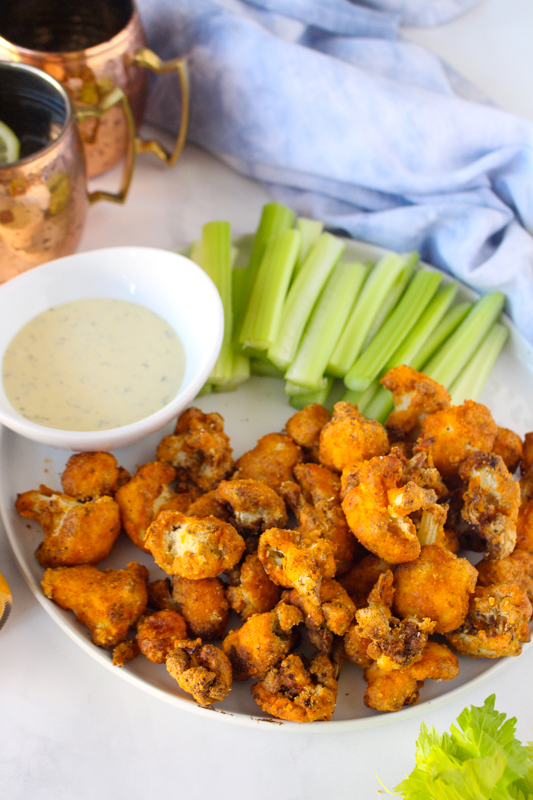 Air Fryer Buffalo Cauliflower Bites Gluten Free The Fitnessista