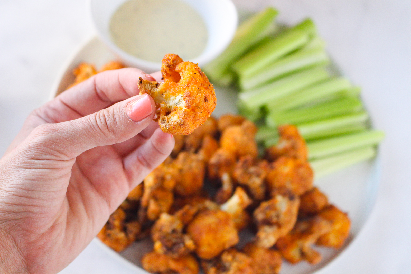 Air Fryer Buffalo Cauliflower Bites (glutenfree) The Fitnessista