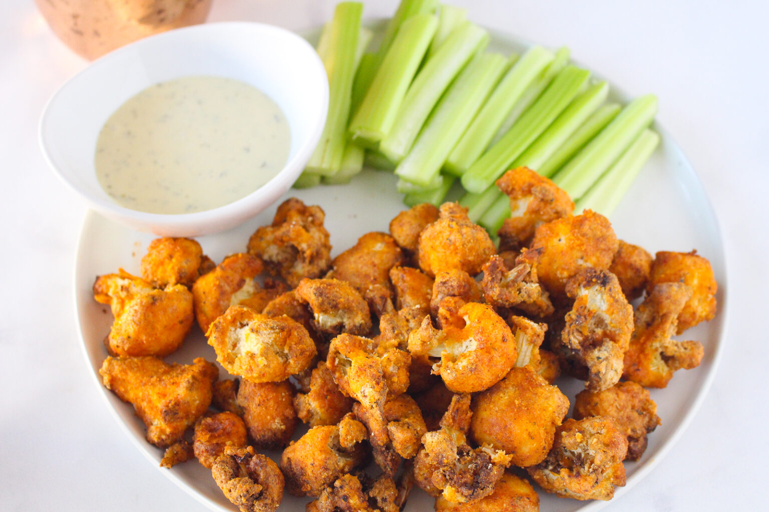 Air Fryer Buffalo Cauliflower Bites (glutenfree) The Fitnessista